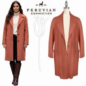 Peruvian Connection Baby Alpaca and Wool Blend Coat Size Small Terracotta